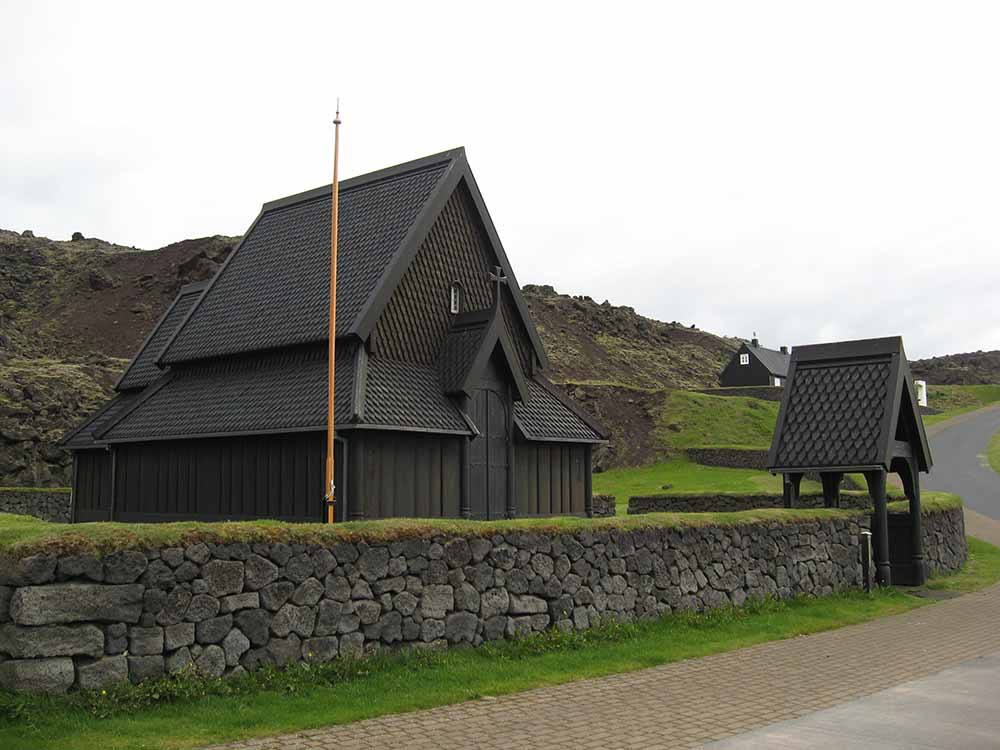 Scandinavian stave church in Westman Islands