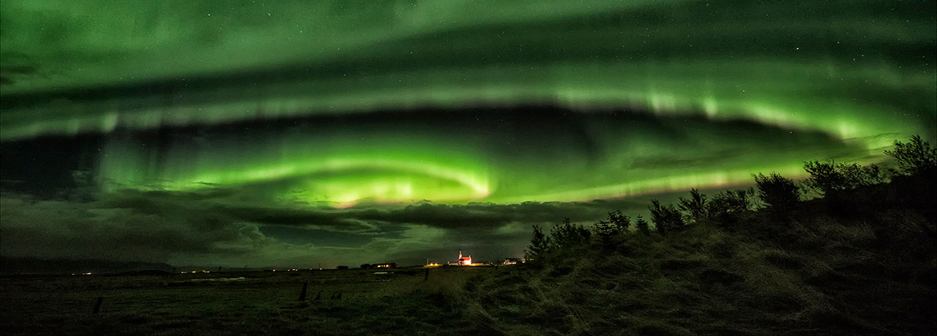 The northern light view from Guesthouse Lambastadir